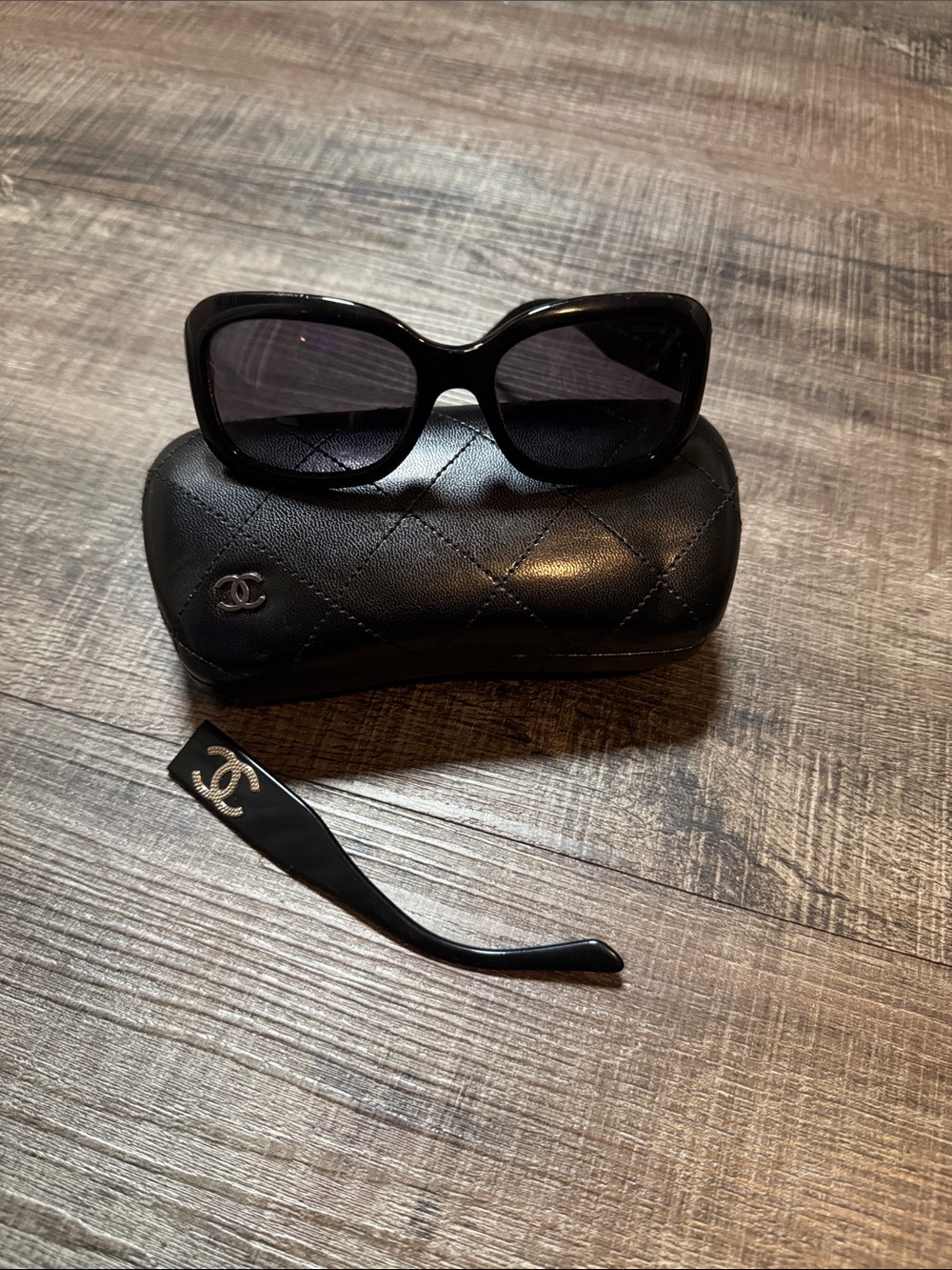 CHANEL 5102 Black  Square Sunglasses with Quilted Case